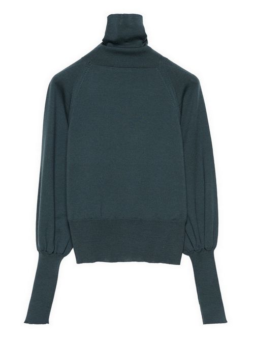 Women's turtleneck sweater with teal ribbed sleeves Fabiana Filippi | MAD223F367H7306150